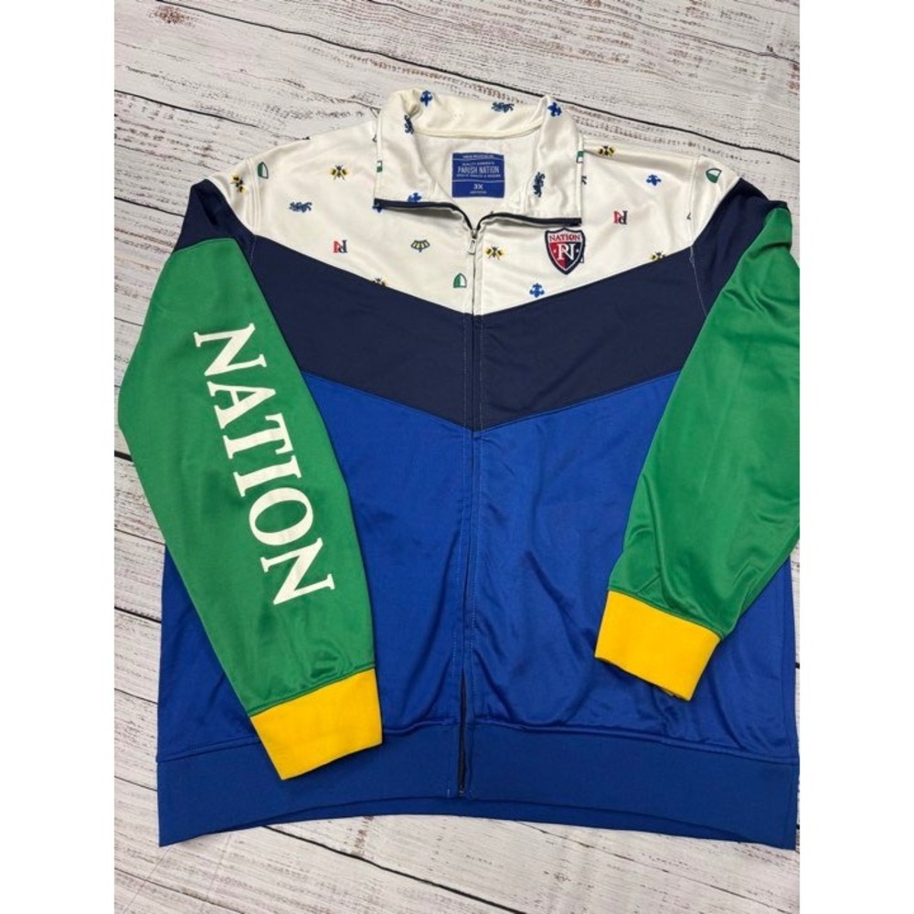 Parish Nation Men's 3X Track Jacket Full Zip‎ Color Block Graphic Print
